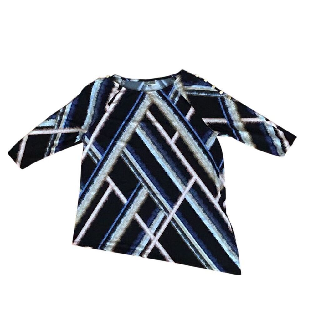 JM Collection Women's XL Geometric Print Tunic Top 3/4 Sleeve Multicolor - Picture 5 of 9